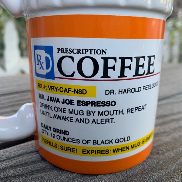 Prescription Mug Pill Bottle Coffee Cup Pharmacy 12 oz. Rx Big Mouth Toys - Picture 2 of 11